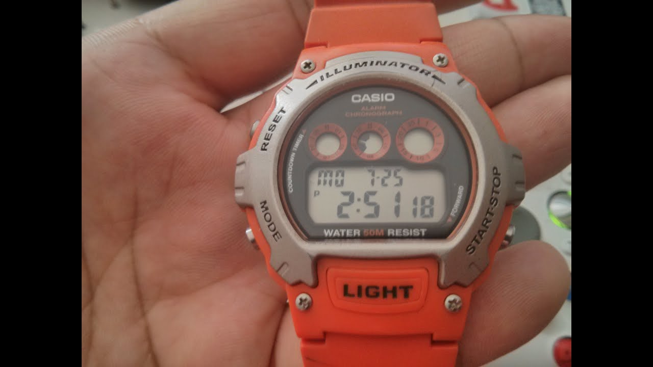 Casio illuminator W-214H - How to Change Military to 12h Time