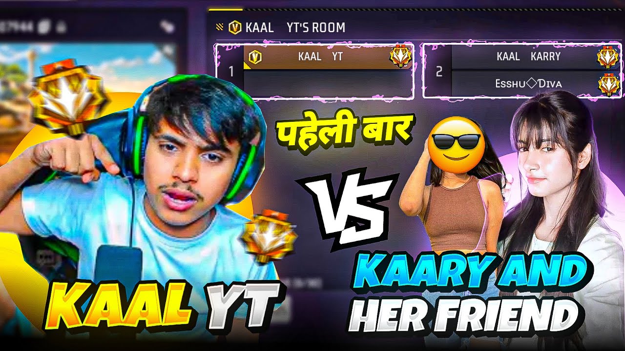 CUTE V BADGE GRIL STREAMER VS KAAL YT ON CS RANKED😱 1 VS 4 👿 GARENA FREE FIRE