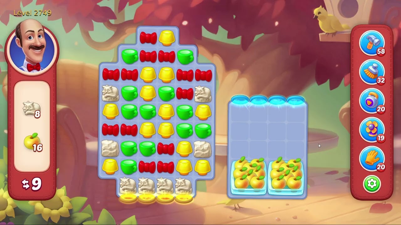 Homescapes Level 2749 - 16 Moves - No Boosters