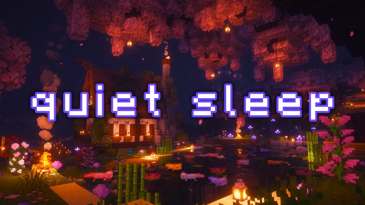 it's late, close your eyes... (minecraft music w/ heavy rain & water)