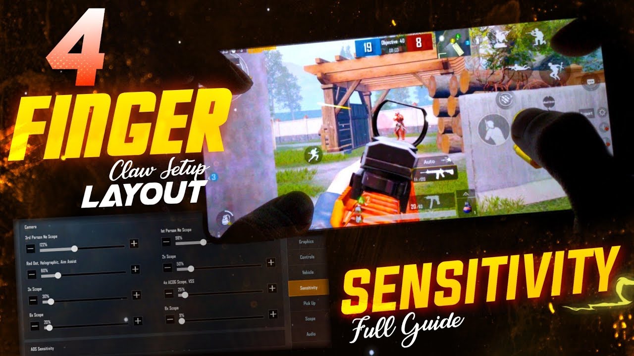 4 FINGER EASY CLAW SETUP LIKE CHINESE PRO PLAYERS PUBG MOBILE - CONTROLS, SETTING, SENSITIVITY