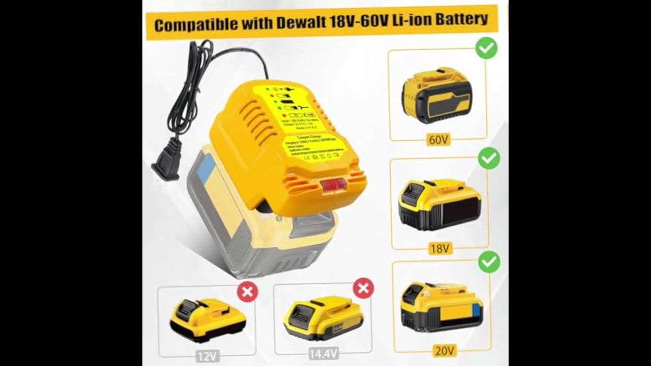 OEM Battery Charger for Dewalt 20V/60V MAX | Compatible with DCB200, DCB206, DCB606