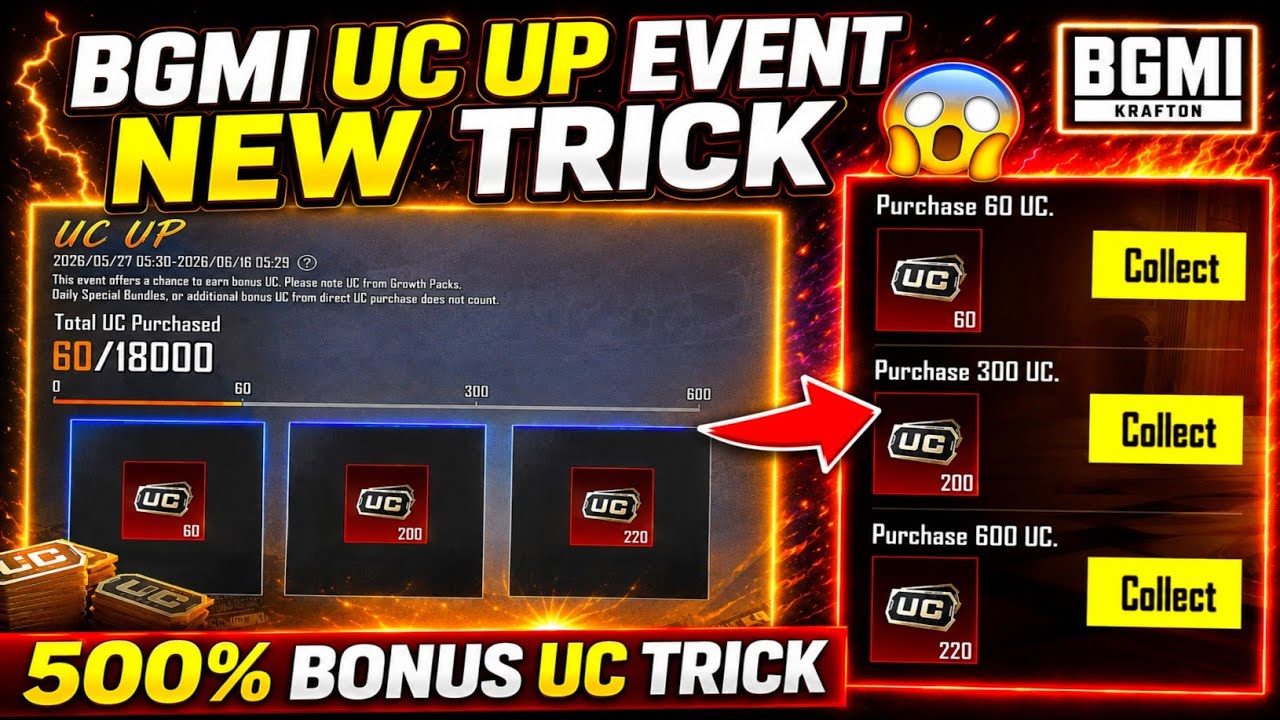 😍BGMI UC UP EVENT NEW TRICK | 500% BONUS UC TRICK | HOW TO GET 10 TIMES UC UP BONUS IN BGMI