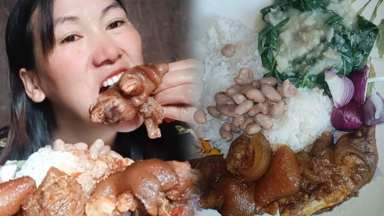 Mukbang with pork leg and yum curry|| 