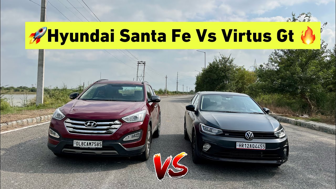 DragRace : Volkswagen Virtus Gt Vs Hyundai Santa Fe 😵🔥 || Vw को Takkar