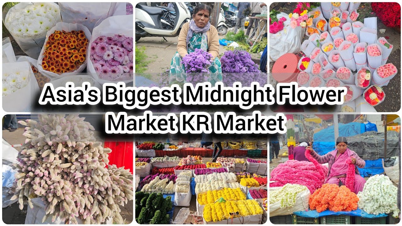 Крупнейший в Азии ночной цветочный рынок | KR Market Бангалор | Экскурсия на ночной цветочный рынок