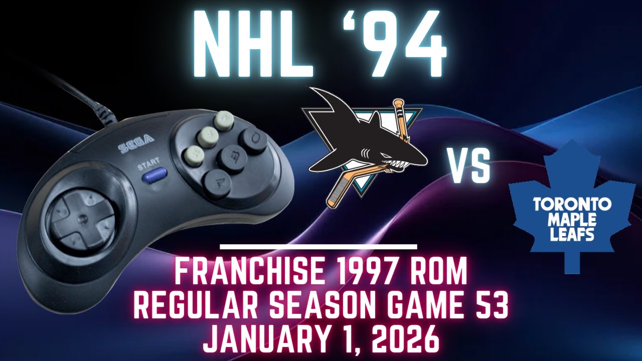 NHL '94 Franchise League (1997) - Sharks (Len) at Leafs (Kaze) {Genesis} - Game 53 (OT!)