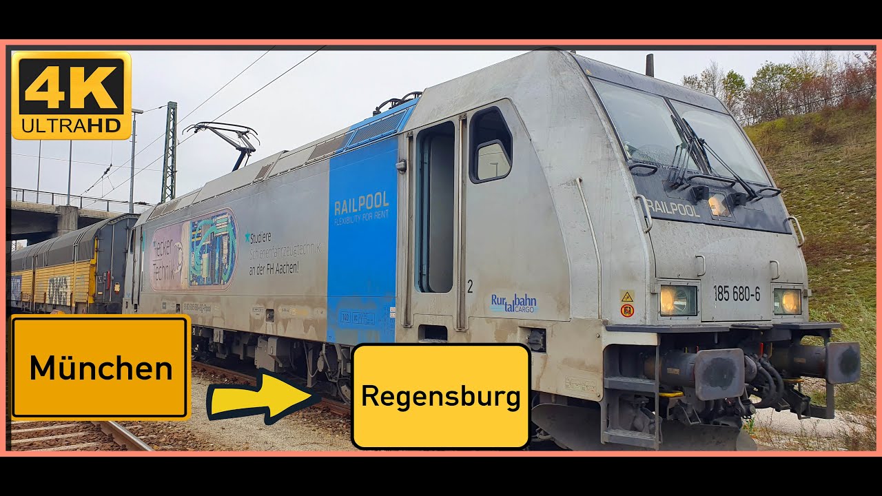 【4K】 Führerstandsmitfahrt Cab Ride München Nord nach Regensburg Hbf über Freising,Landshut,Eggmühl
