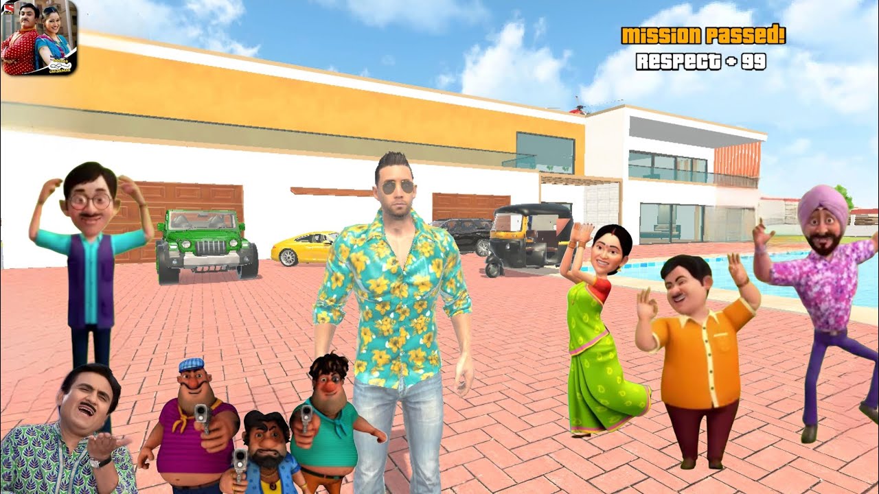 Gokuldham Society Members On My House 🏠 Indian Theft Auto 💥🚨 Indian bike driving 3d