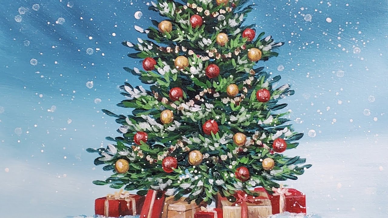 Christmas Tree Acrylic Painting LIVE Tutorial