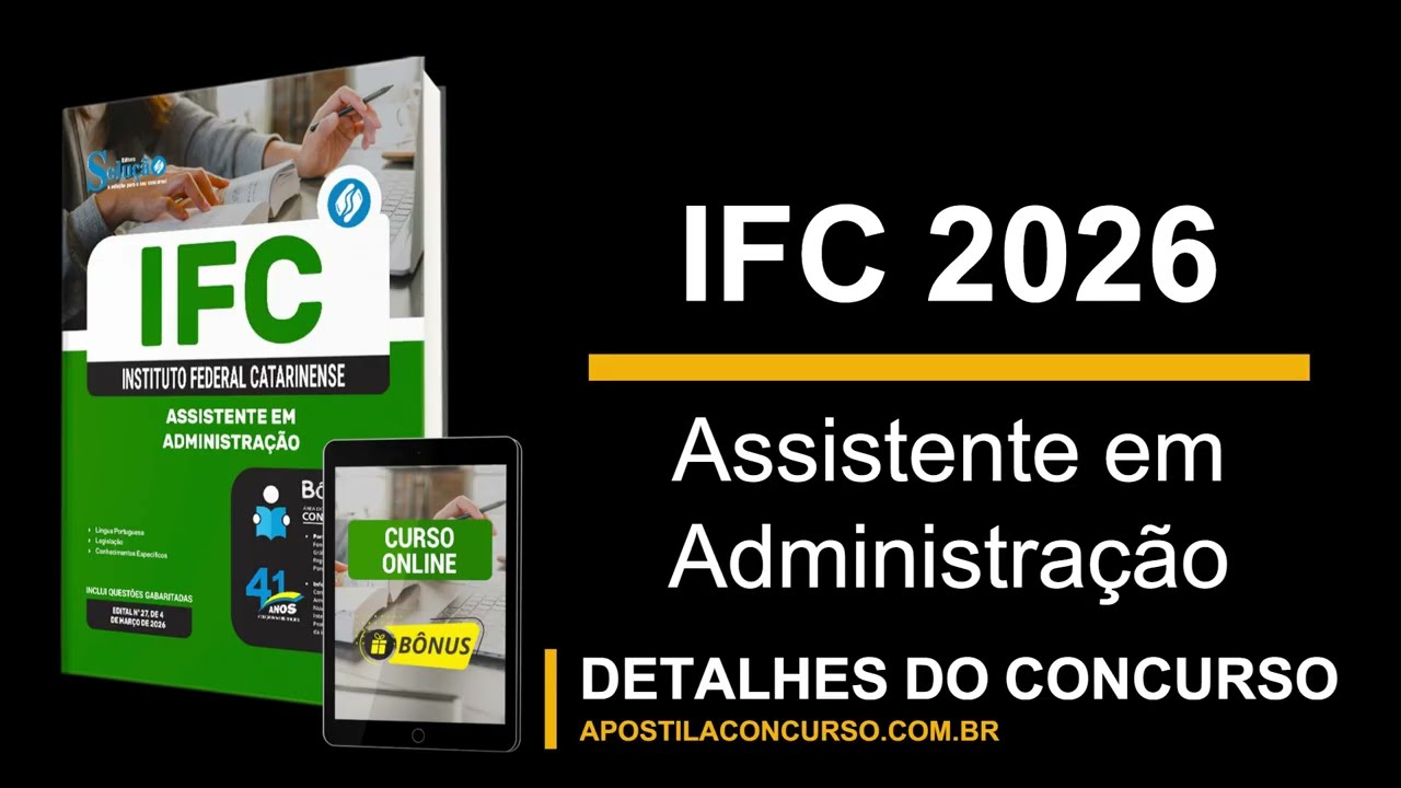 Apostila Concurso IFC 2026 PDF e Impressa Assistente em Administração