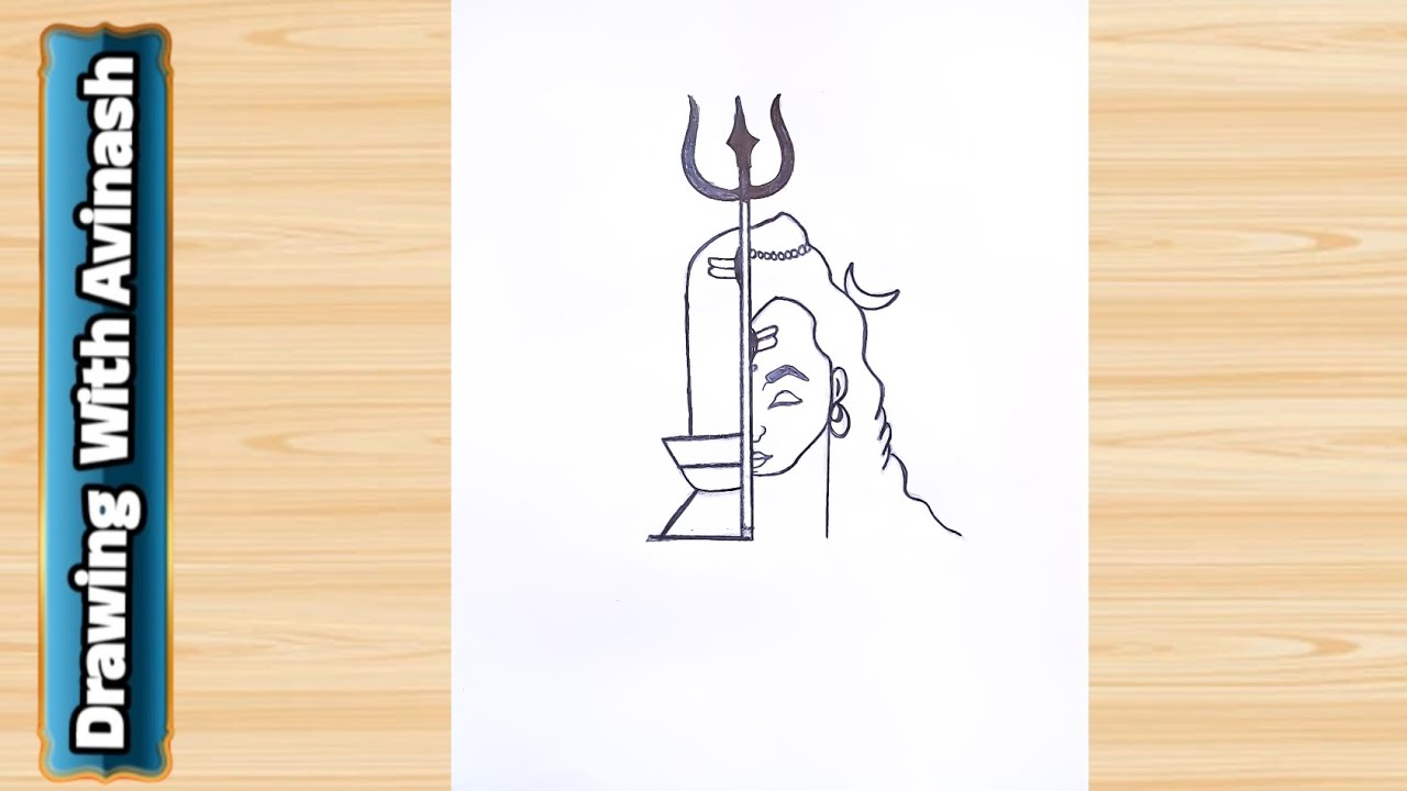 Shivling Aur Trishul Drawing With Shiv Ji🙏💥| Half Face Shiv Ji Drawing Mahashivratri Special Drawing