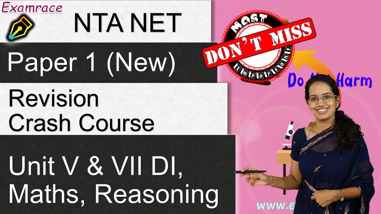 NTA UGC NET JRF Paper 1 Unit-V VII Maths, DI, Reasoning - Crash Course Revision | English New Topics