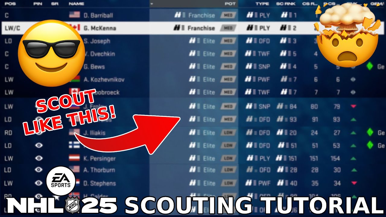 Учебное пособие по скаутингу в NHL 25 | Отслеживайте более 200 игроков каждый сезон!