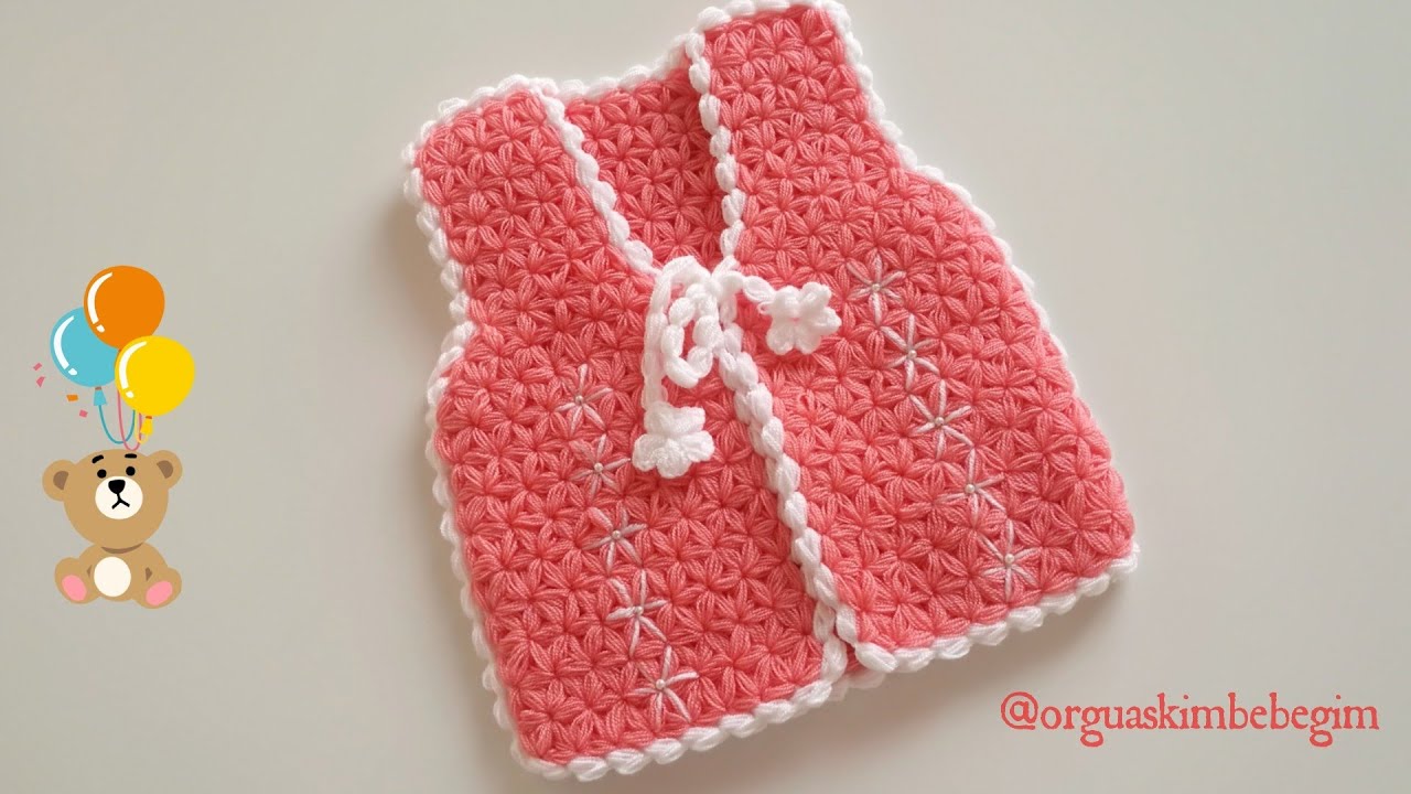 Very easy baby crochet pattern/Çok kolay bebek yeleği nasıl örülür?