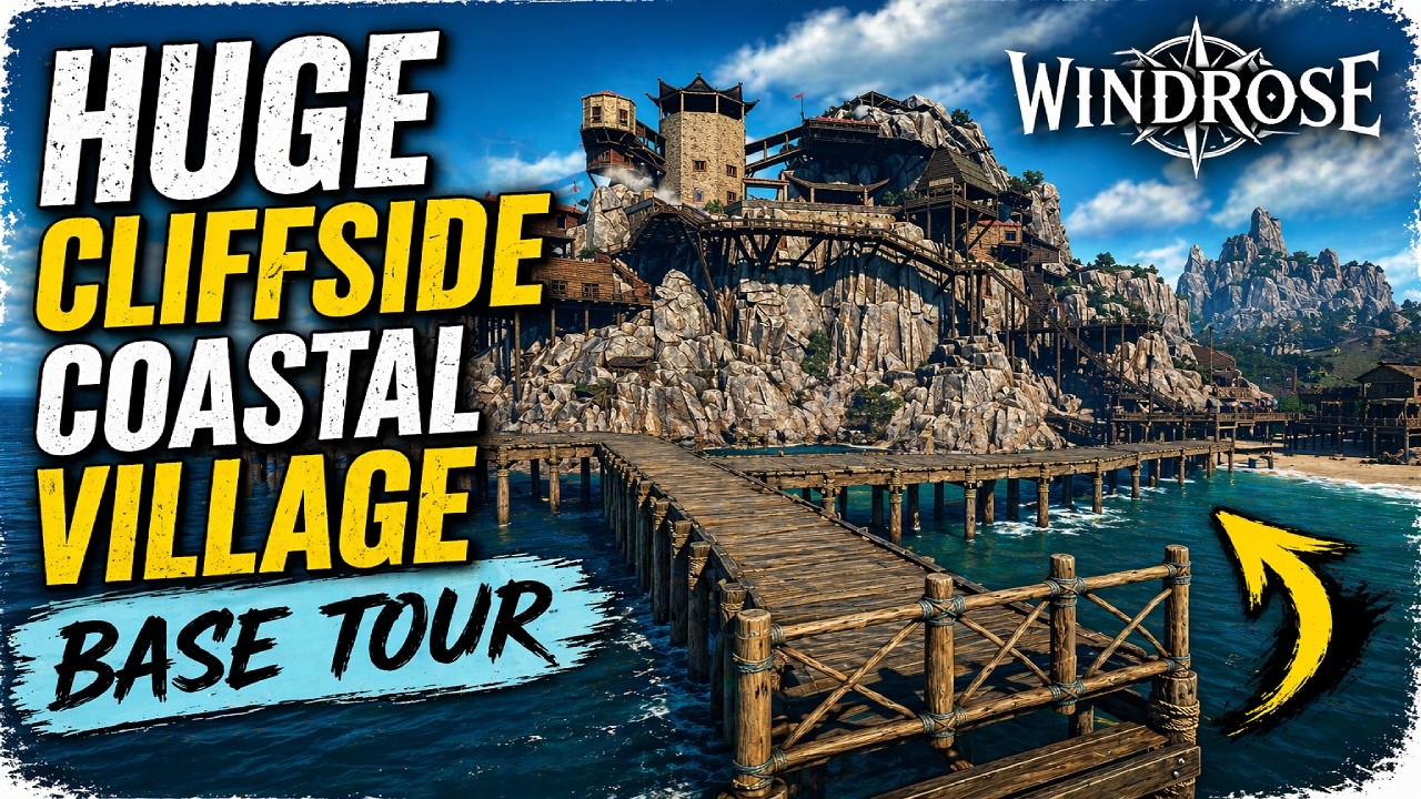 Huge Cliffside Coastal Village Base Tour | Windrose