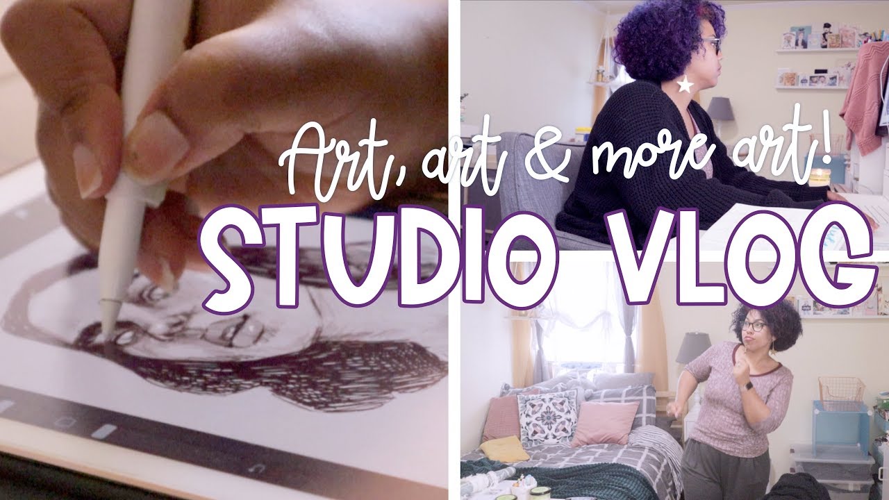 Studio Vlog: Art challenge, silly dancing, painting my desk, sketchbook videos and more!