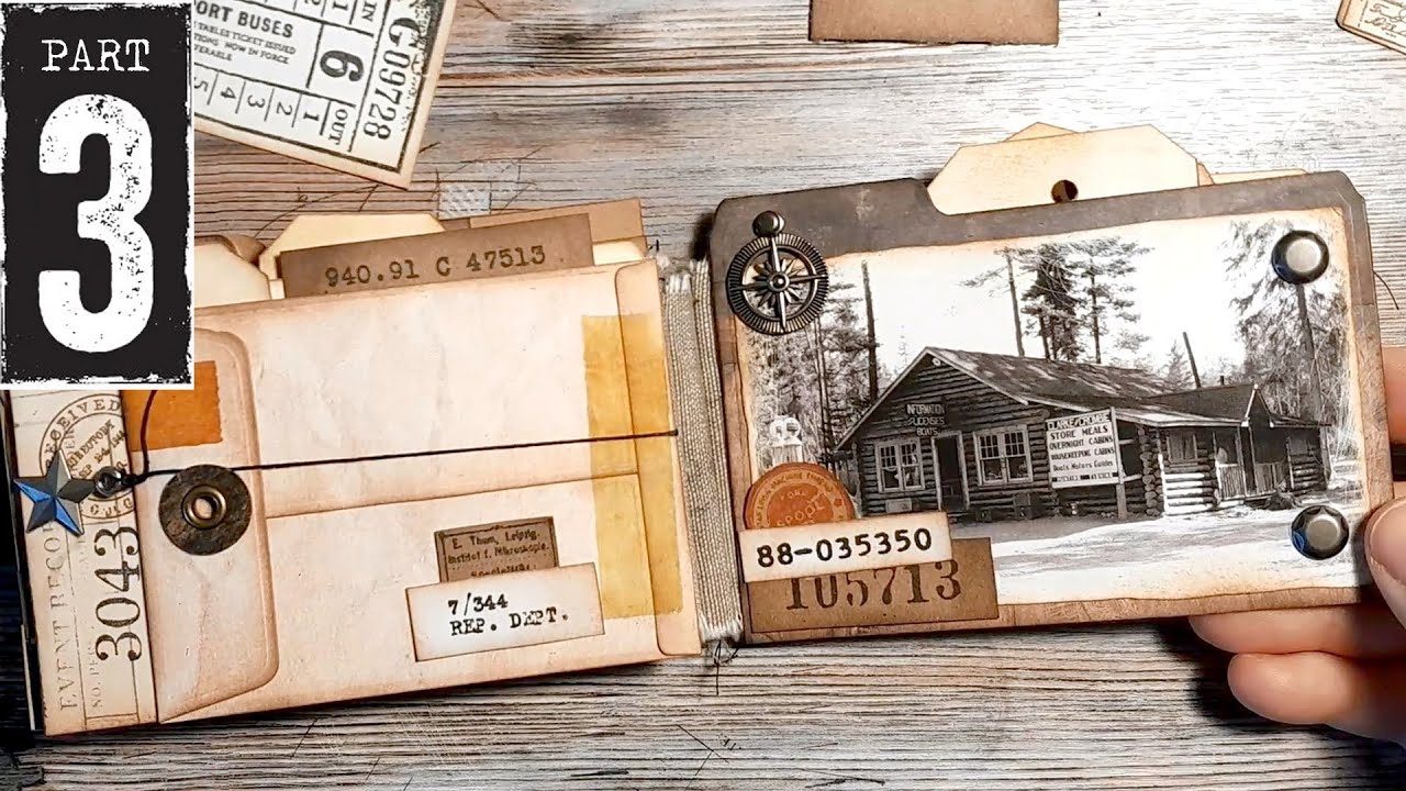 Making a Vintage File Folder Book from Start to Finish [Part 3/4] Pages 7-12