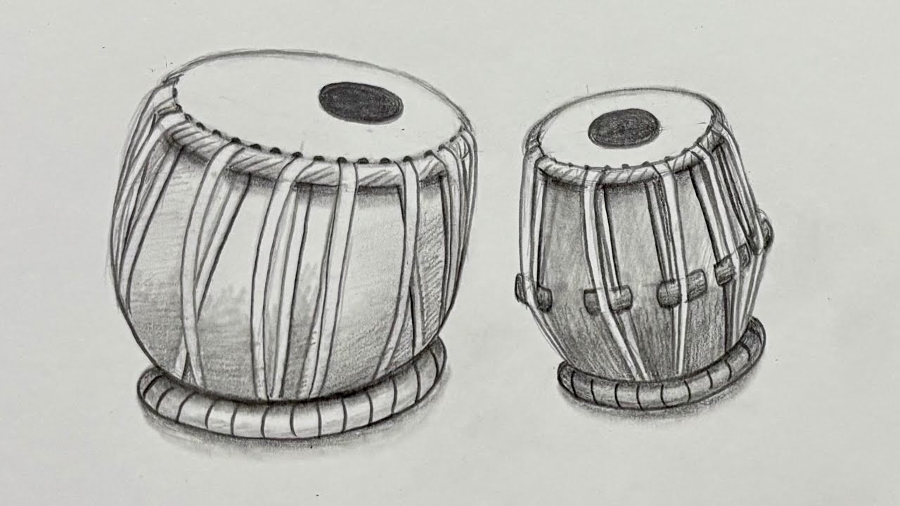 How to Draw Tabla with Pencil Shading | Tabla Drawing 