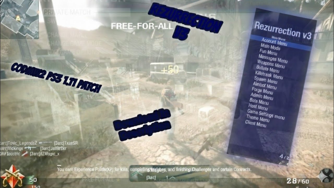 CodBO1 PS3/PC - Rezurrection v3 GSC Mod Menu