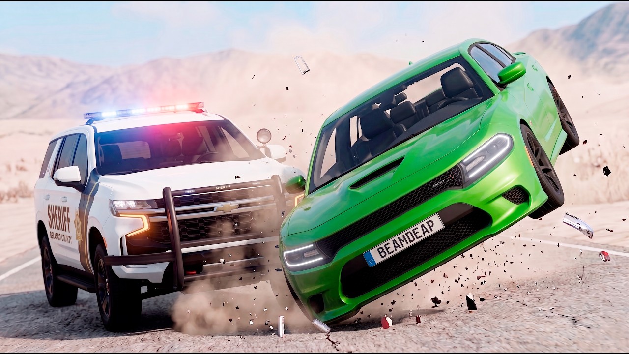 HIGH SPEED BeamNG Drive Police Chase Crashes & Flips! #9