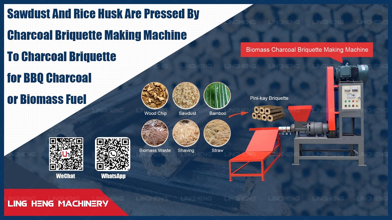 Agricultural Wastes Are Pressed To Pini-kay Briquette By Charcoal Briquette Making Machine