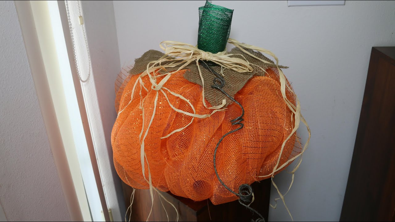 How to Make a Deco Mesh Pumpkin Decoration or Centerpiece Tutorial