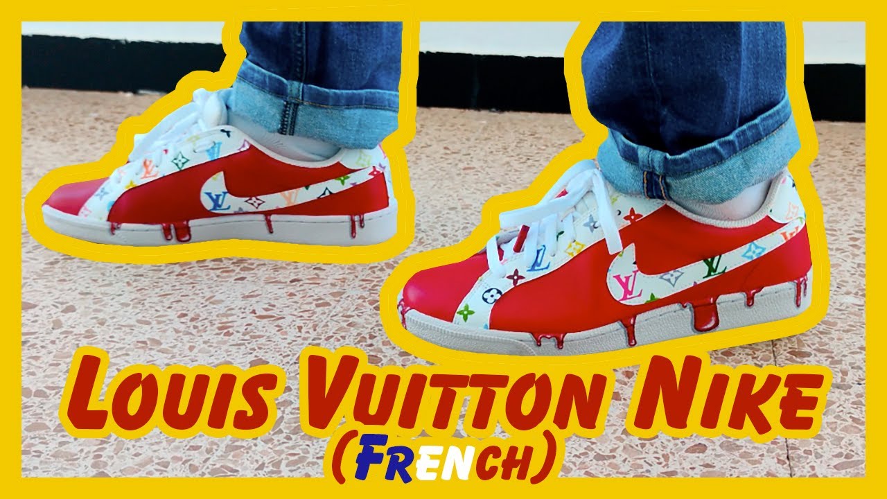 Nike custom shoes Louis Vuitton logo (French)