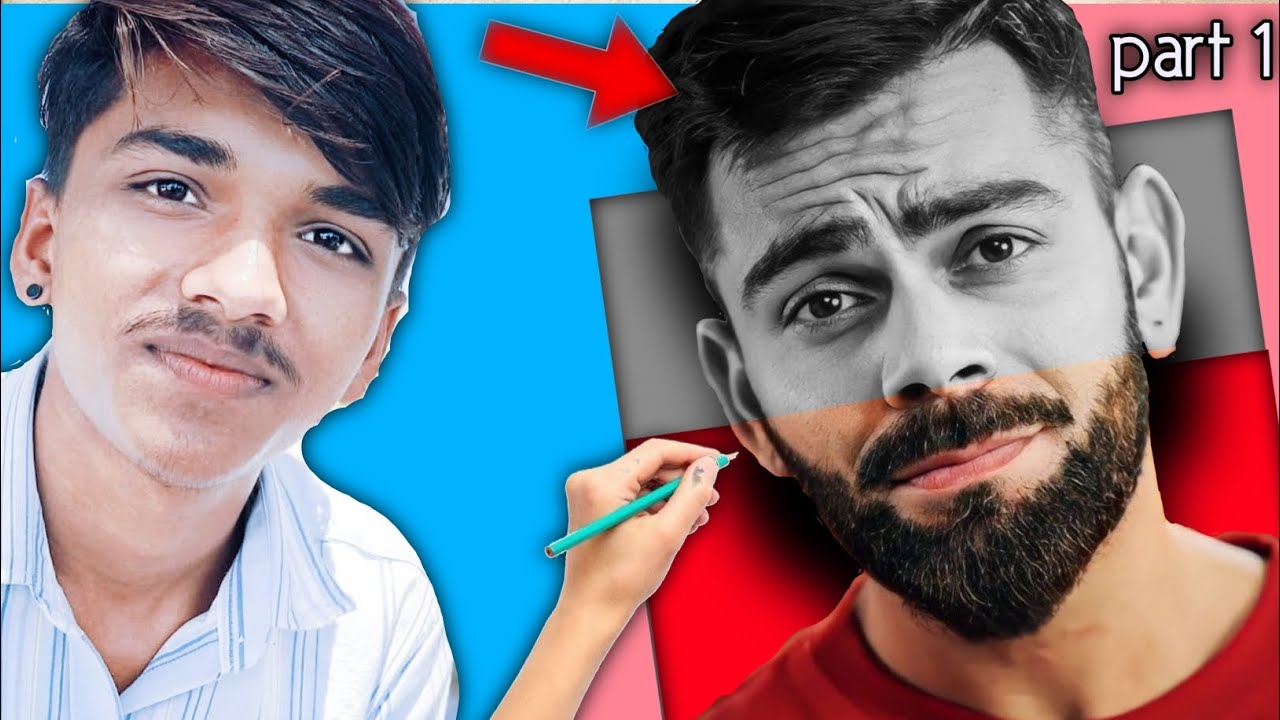 Virat Kohli outline tutorial step by step and hair tutorial #viratkohli #virat #art #drawing #sketch