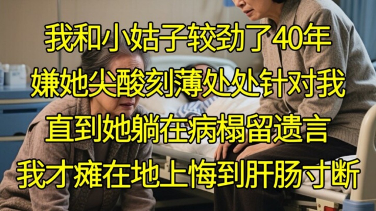 我和小姑子較勁了40年，嫌她尖酸刻薄處處針對我，直到她躺在病榻留遺言，我才癱在地上悔到肝腸寸斷#家庭情感 #情感故事 #故事 #故事分享 #人生百态