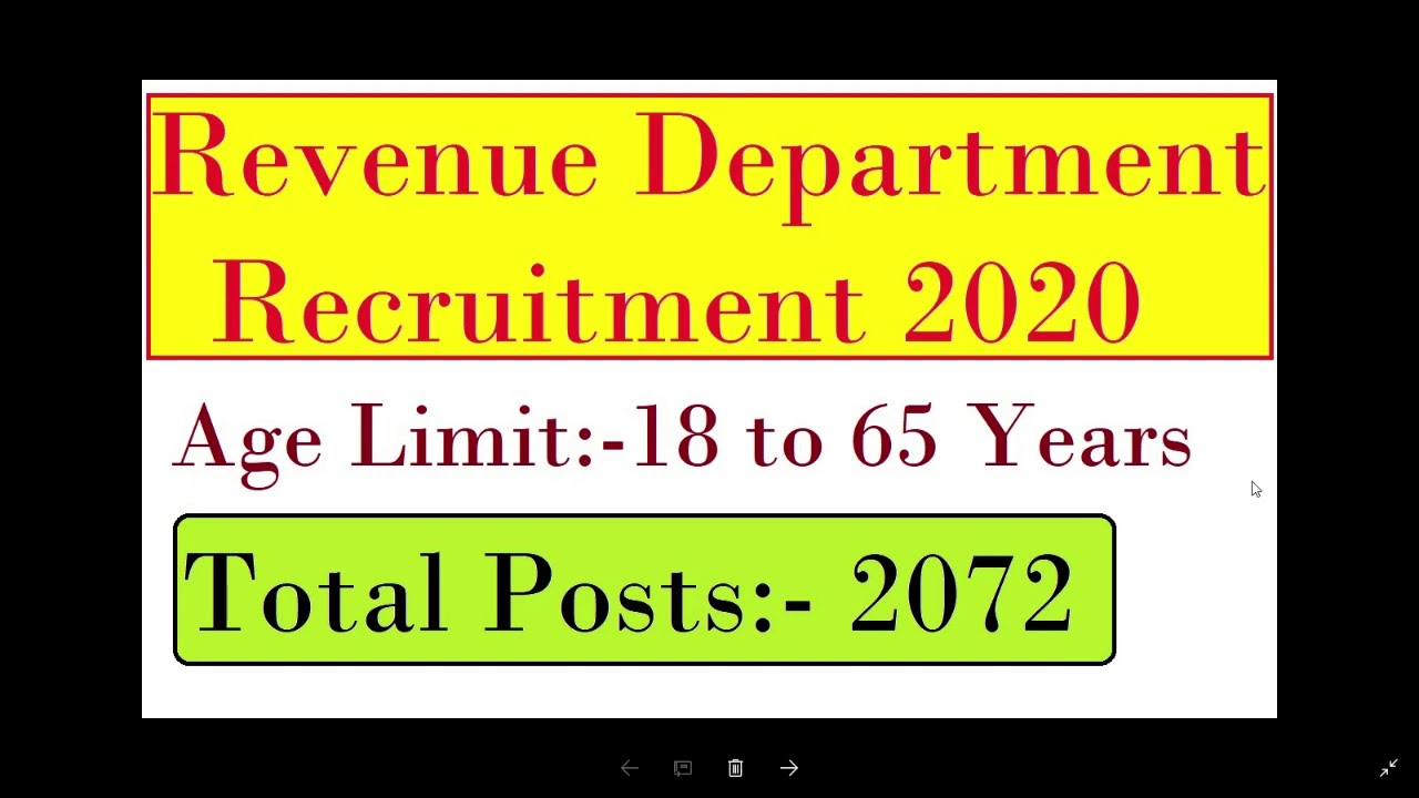 (राजस्व विभाग) Revenue Department Recruitment 2020 for 2072 posts, Government jobs 2020