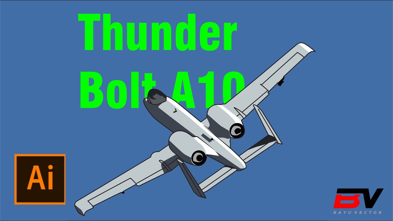 How to Draw Thunder Bolt Jet Fighter in Adobe Illustration   Vector Tutorial