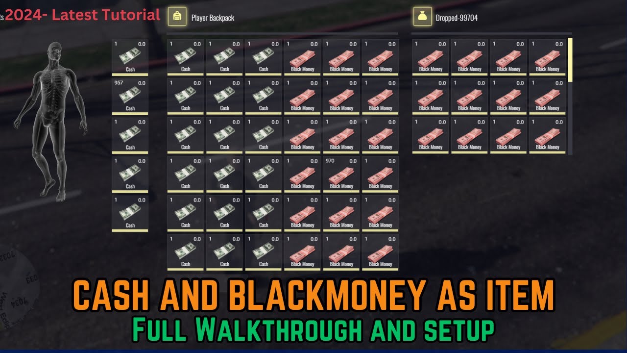Cash and Blackmoney As Items | Installation and Setup | Free Script | Brave Development