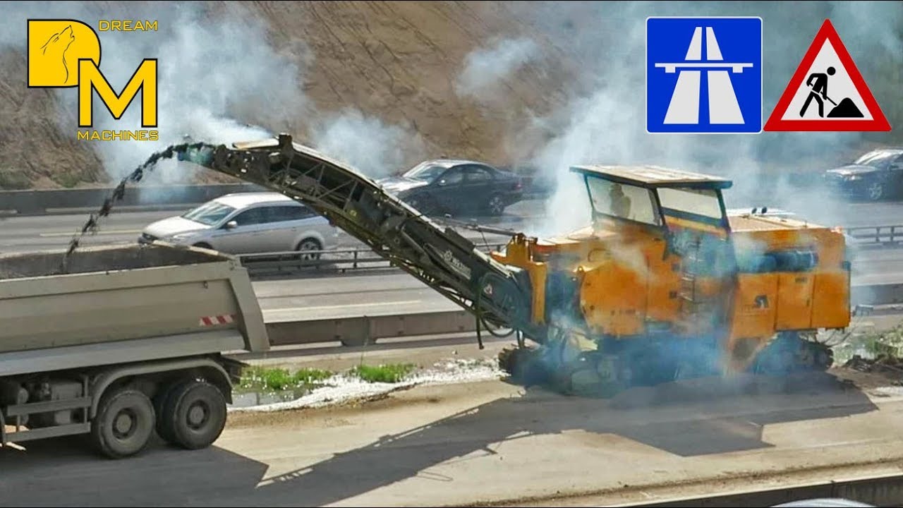 WIRTGEN W2000 + KOMATSU LONG REACH BAGGER MEGA AUTOBAHN BAUSTELLE DOKU [80] DREAM MACHINES