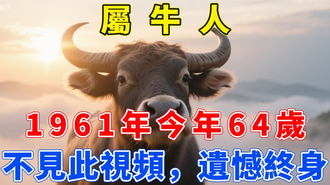 天機已泄！1961辛醜年的牛，64歲是最大一道坎，邁過去後半生富貴到流油！屬牛的你務必要知道！屬牛人不見此視頻，遺憾終身！【福慧生肖】#生肖 #運勢 #風水 #財運 #命理