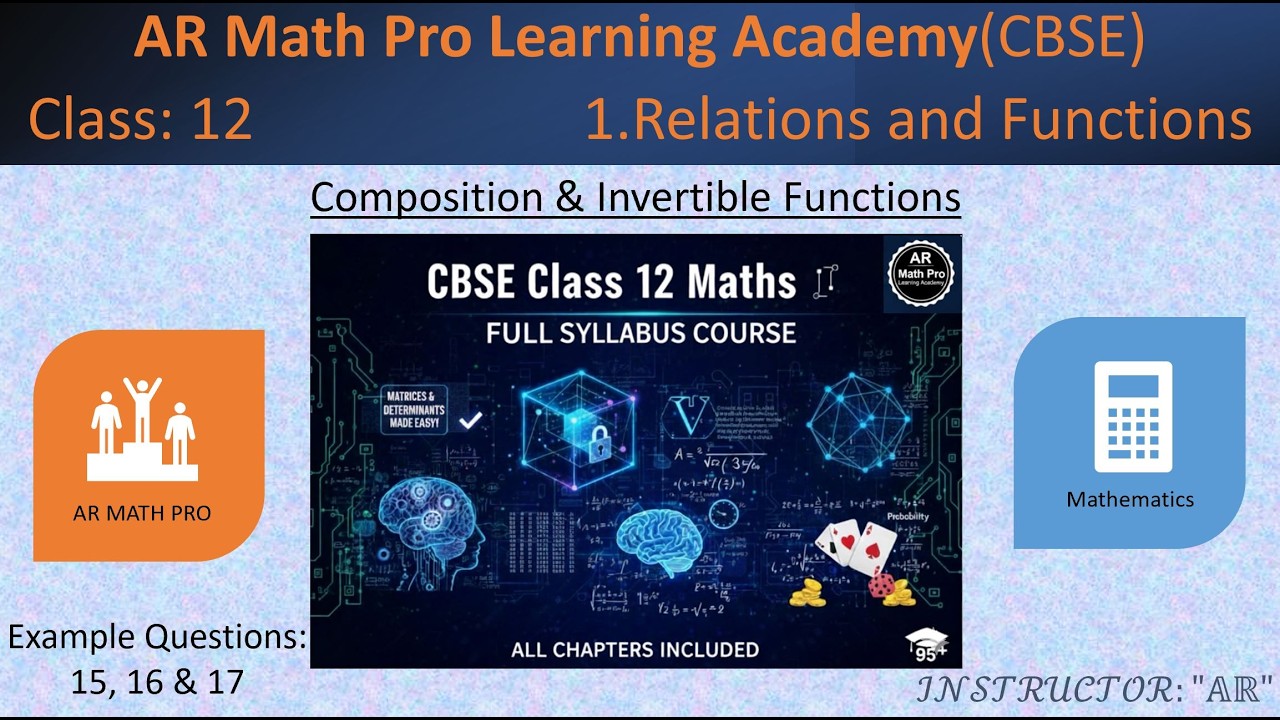 Class 12 Math | Ch 1: Relations & Functions | Composition & Invertible functions | Example Questions