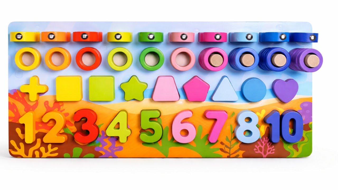 “Colorful Numbers & Shapes Puzzle | Montessori Kids Toy 🌈🔢🧩”