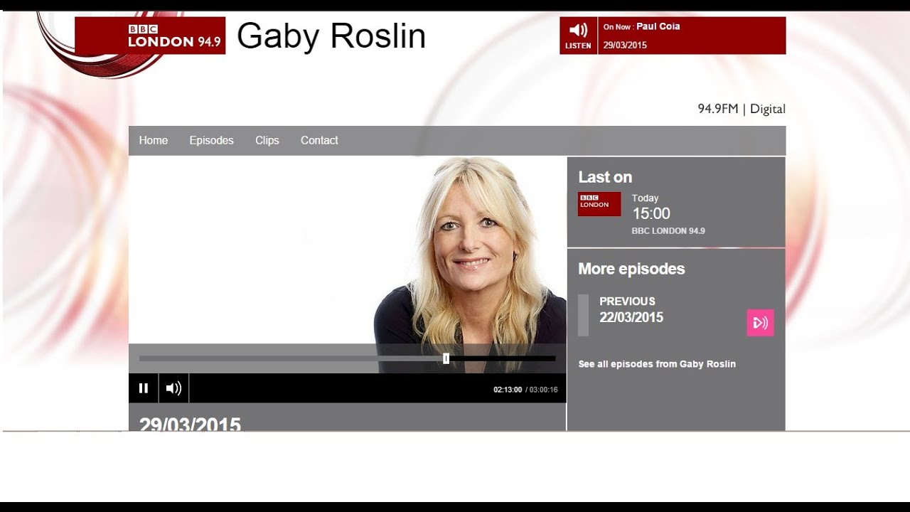 Sam Hardy On Gaby Roslin BBC London Radio Show