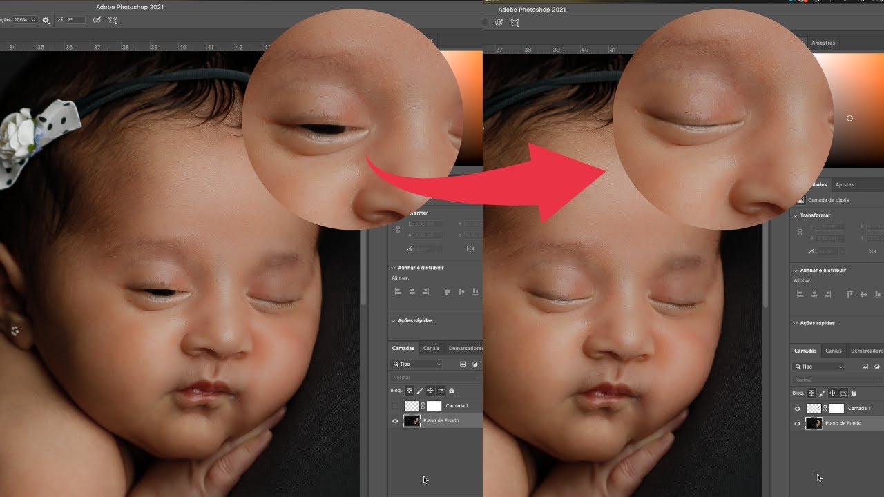 Como Fechar o Olho do Newborn no Photoshop Usando uma Ferramenta Mágica! (EDIÇÃO DE IMÁGEM)