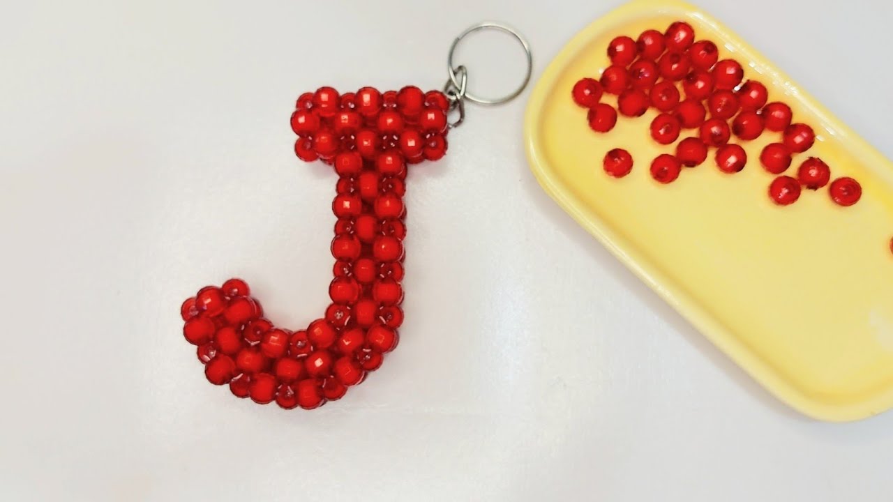Beaded Alphabet | Letter Keychain | How to make Letter J with Beads | Alphabet J Beaded Keychain