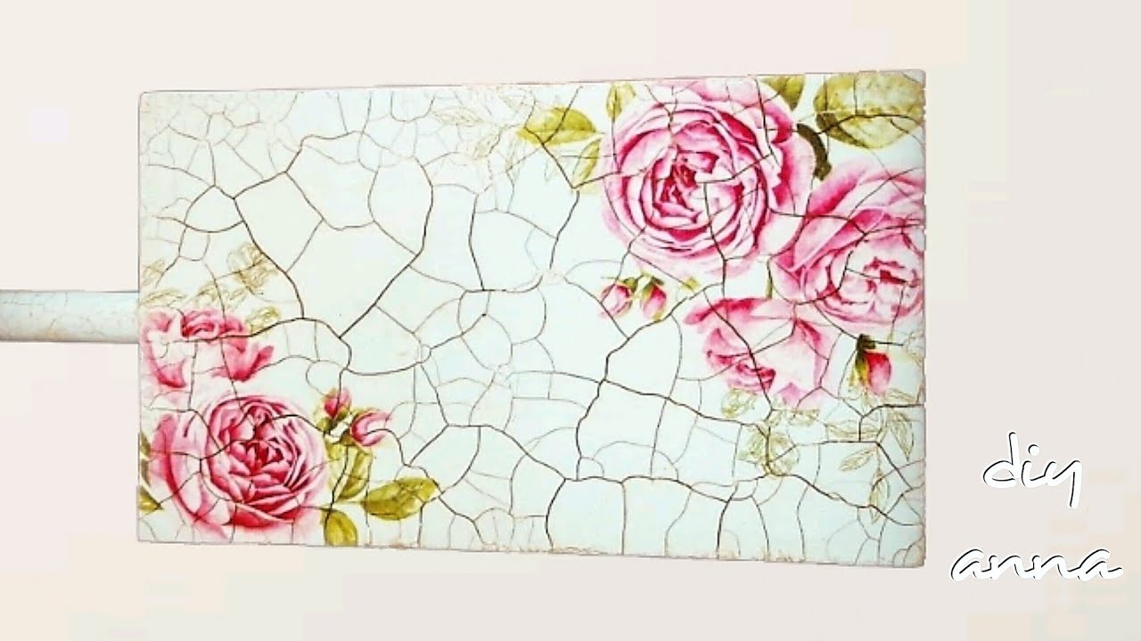 decoupage shabby chic with 2 step crackle varnish DIY ideas decorations craft tutorial / URADI SAM