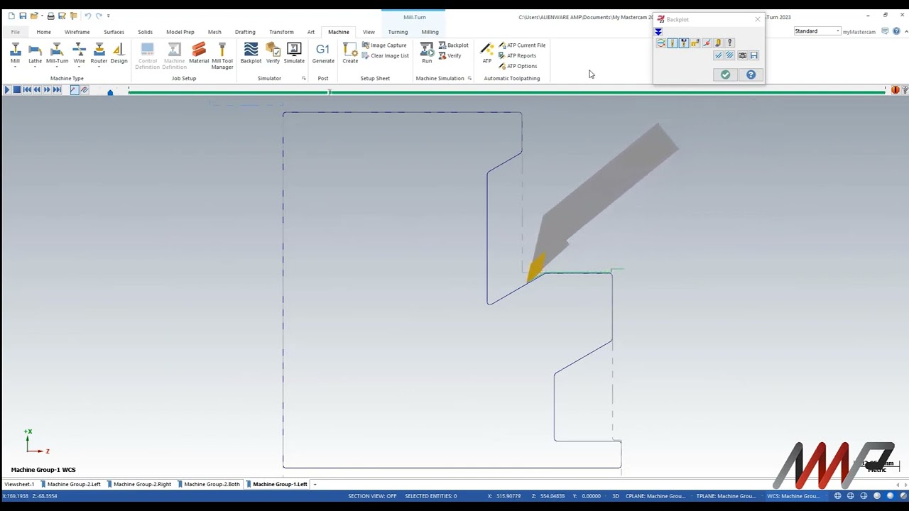 New B-Axis Contour Turning Toolpath