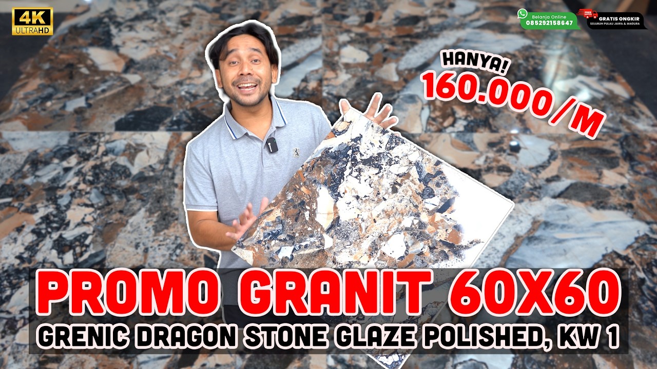 BIKIN RUMAH TAMPIL BERKELAS, GRANIT MOTIF BATU ALAM MARMER - GLAZE POLISH, GRENIC DRAGON STONE 60X60