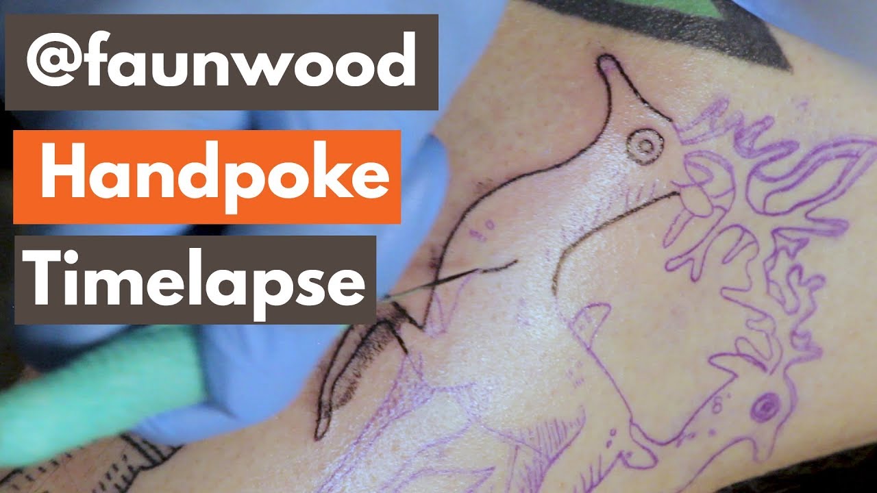 Handpoke Tattoo Timelapse - @faunwood Pt.1