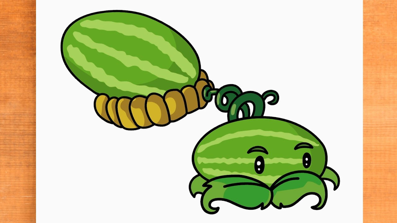 Como dibujar a Melonpulta de Plants vs Zombies 1 pvz lanza sandías
