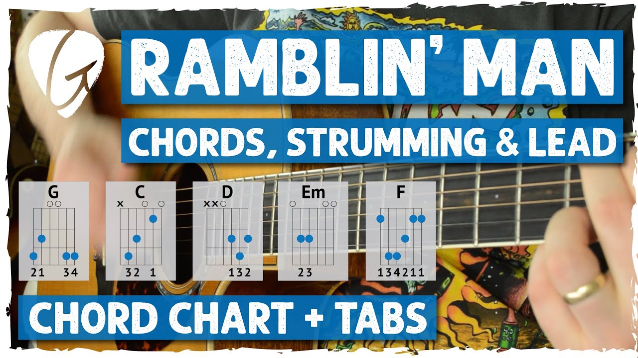 Ramblin' Man Guitar Lesson + Tutorial | Easy Chords & Strumming + Lead Guitar | Allman Brothers Band