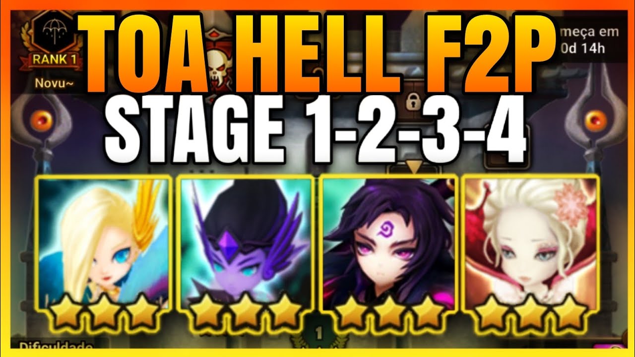 F2P ToA HELL ALL 3⭐Stage 1 - 2 - 3 - 4 | Janeiro ~ Fevereiro | Summoners War