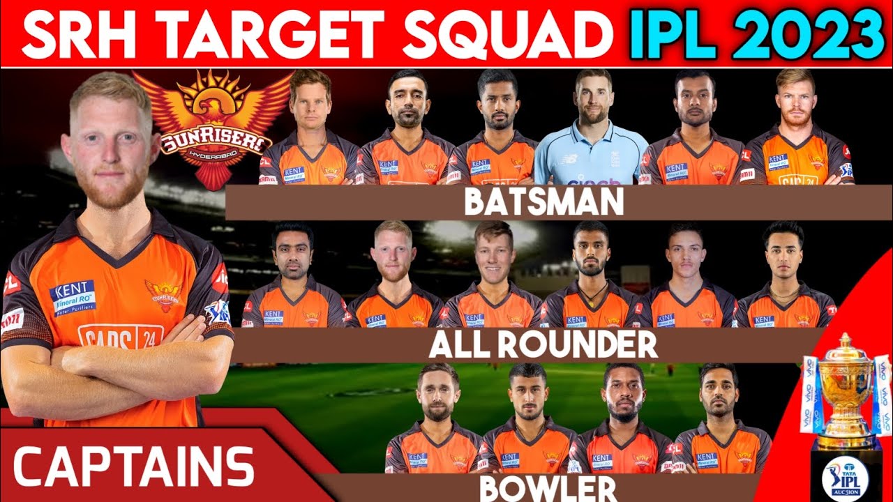 IPL 2023 SRH Team Target Squad | SRH Squad for IPL 2023 | Sunrisers Hyderabad New Players List 2023