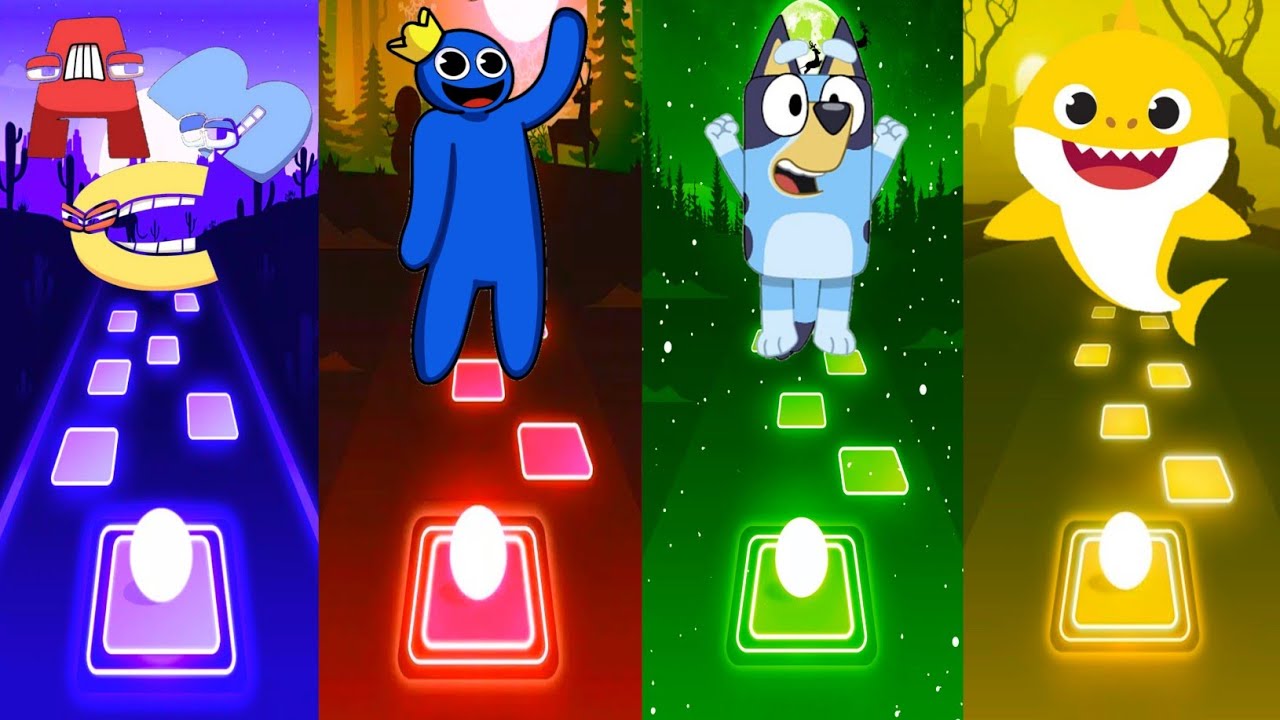 Alphabet lore Vs Rainbow friends Vs Bluey Vs Baby shark - Tiles hop edm rush