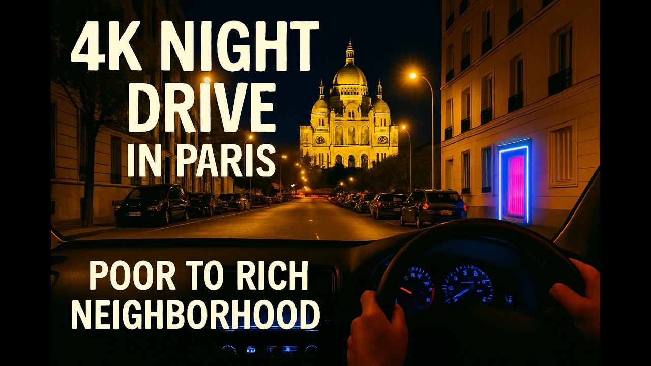 NIGHTDRIVE 4K - REAL PARIS -  Poor to Rich Neighborhood (Jaurès - Sacré Coeur)